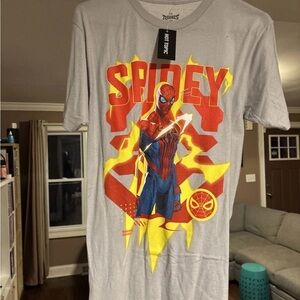 Marvel Spider-Man Spidey Graphic Tee - Light Gray with Red, Blue, Yellow